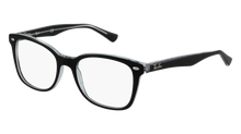  Ray Ban frames in black and clear with a butterfly lens shape