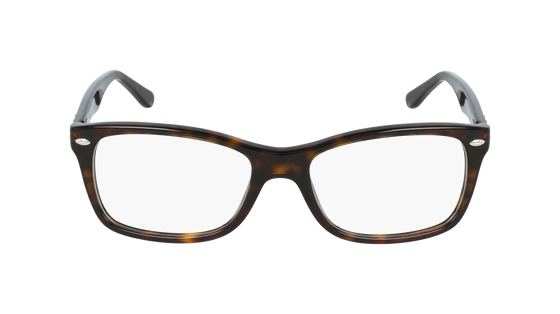Ray Ban eyeglasses with square lenses in a tortoiseshell colorway