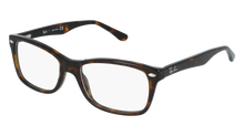  Ray Ban eyeglasses with square lenses in a tortoiseshell colorway