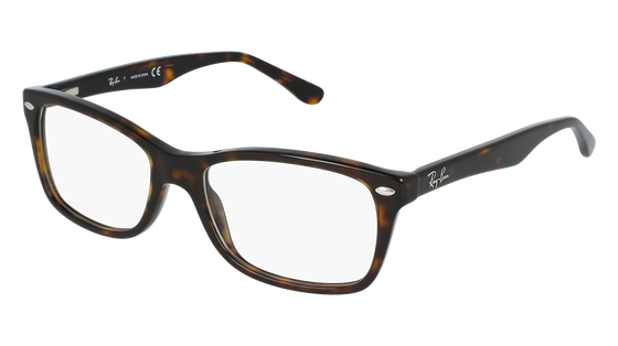 Ray Ban eyeglasses with square lenses in a tortoiseshell colorway