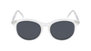 Round Friday Frames eyeglasses with a clear plastic frame and magnetic sunglasses clip